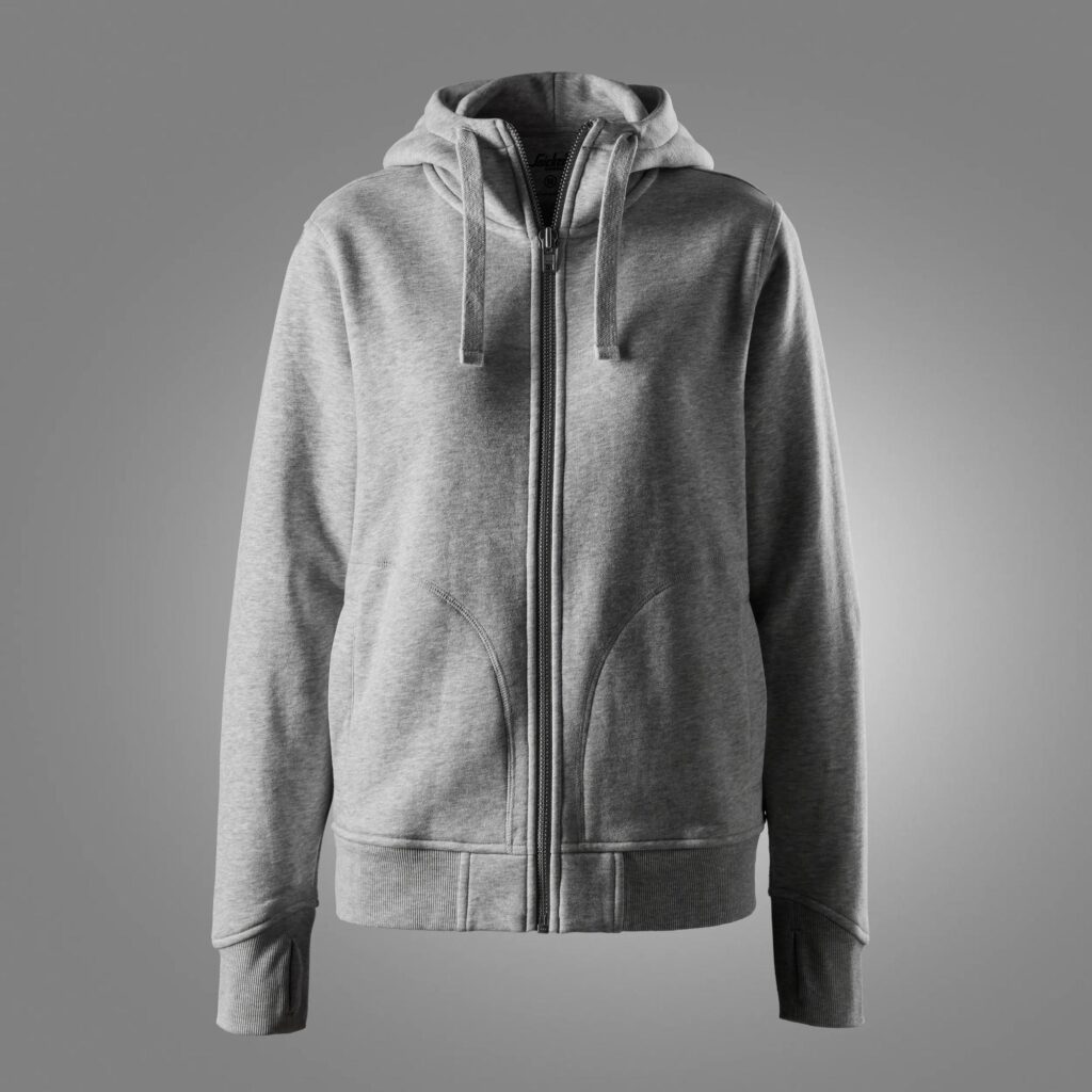 Kraftig sweatshirt til damer med lynlås og hætte