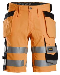 High-Vis, Arbejdsshorts i stretch med hylsterlommer, klasse 1