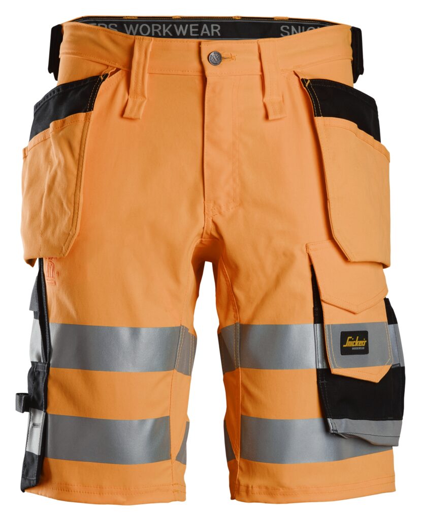 High-Vis, Arbejdsshorts i stretch med hylsterlommer, klasse 1