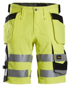 High-Vis, Arbejdsshorts i stretch med hylsterlommer, klasse 1
