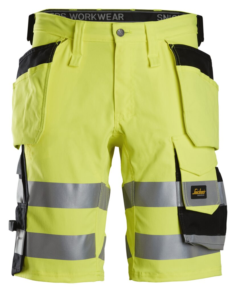 High-Vis, Arbejdsshorts i stretch med hylsterlommer, klasse 1