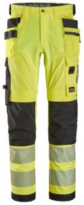 High-Vis, Bukser i 4-vejs stretch med hylsterlommer, klasse 2