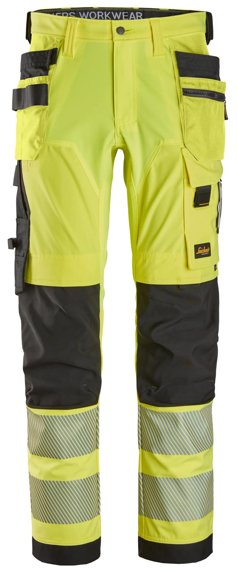 High-Vis, Bukser i 4-vejs stretch med hylsterlommer, klasse 2