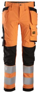 High-Vis, Arbejdsbukser med stretch og hylsterlommer, klasse 2