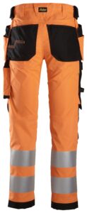 High-Vis, Arbejdsbukser med stretch og hylsterlommer, klasse 2