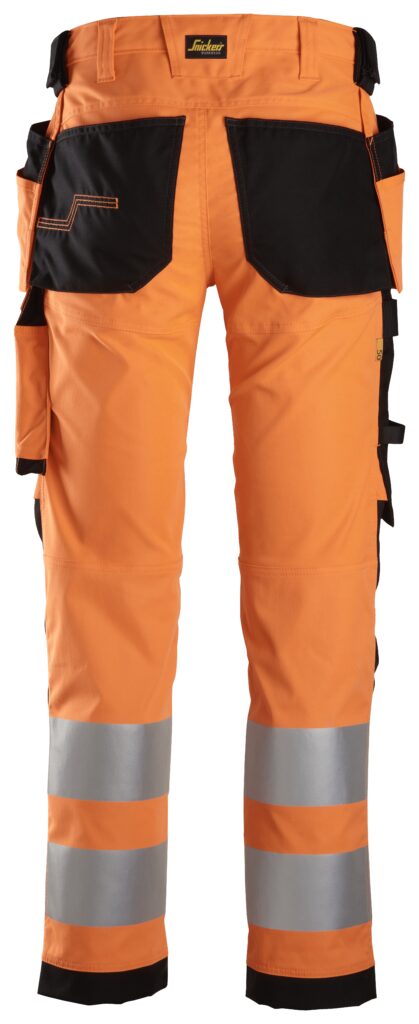 High-Vis, Arbejdsbukser med stretch og hylsterlommer, klasse 2