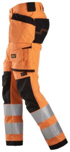 High-Vis, Arbejdsbukser med stretch og hylsterlommer, klasse 2
