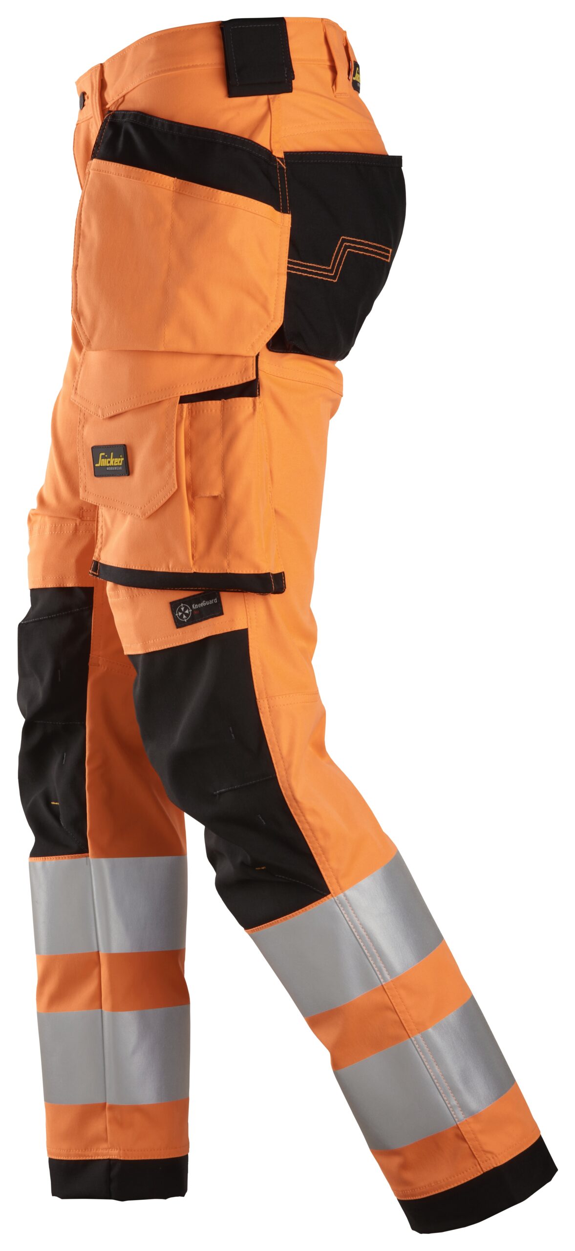 High-Vis, Arbejdsbukser med stretch og hylsterlommer, klasse 2