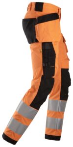 High-Vis, Arbejdsbukser med stretch og hylsterlommer, klasse 2