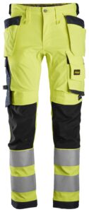 High-Vis, Arbejdsbukser med stretch og hylsterlommer, klasse 2