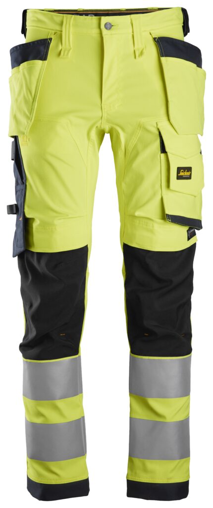 High-Vis, Arbejdsbukser med stretch og hylsterlommer, klasse 2