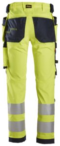 High-Vis, Arbejdsbukser med stretch og hylsterlommer, klasse 2