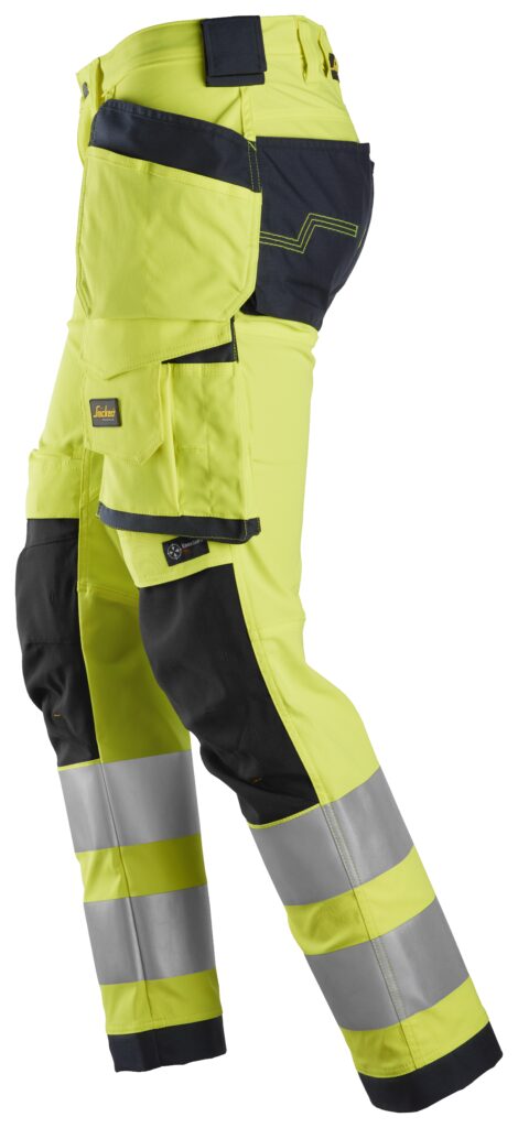High-Vis, Arbejdsbukser med stretch og hylsterlommer, klasse 2
