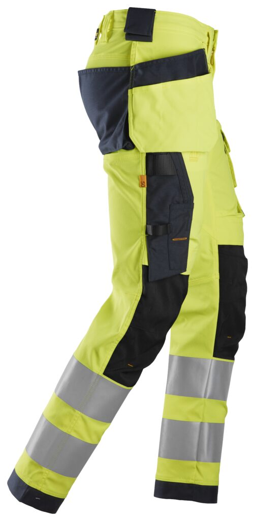 High-Vis, Arbejdsbukser med stretch og hylsterlommer, klasse 2