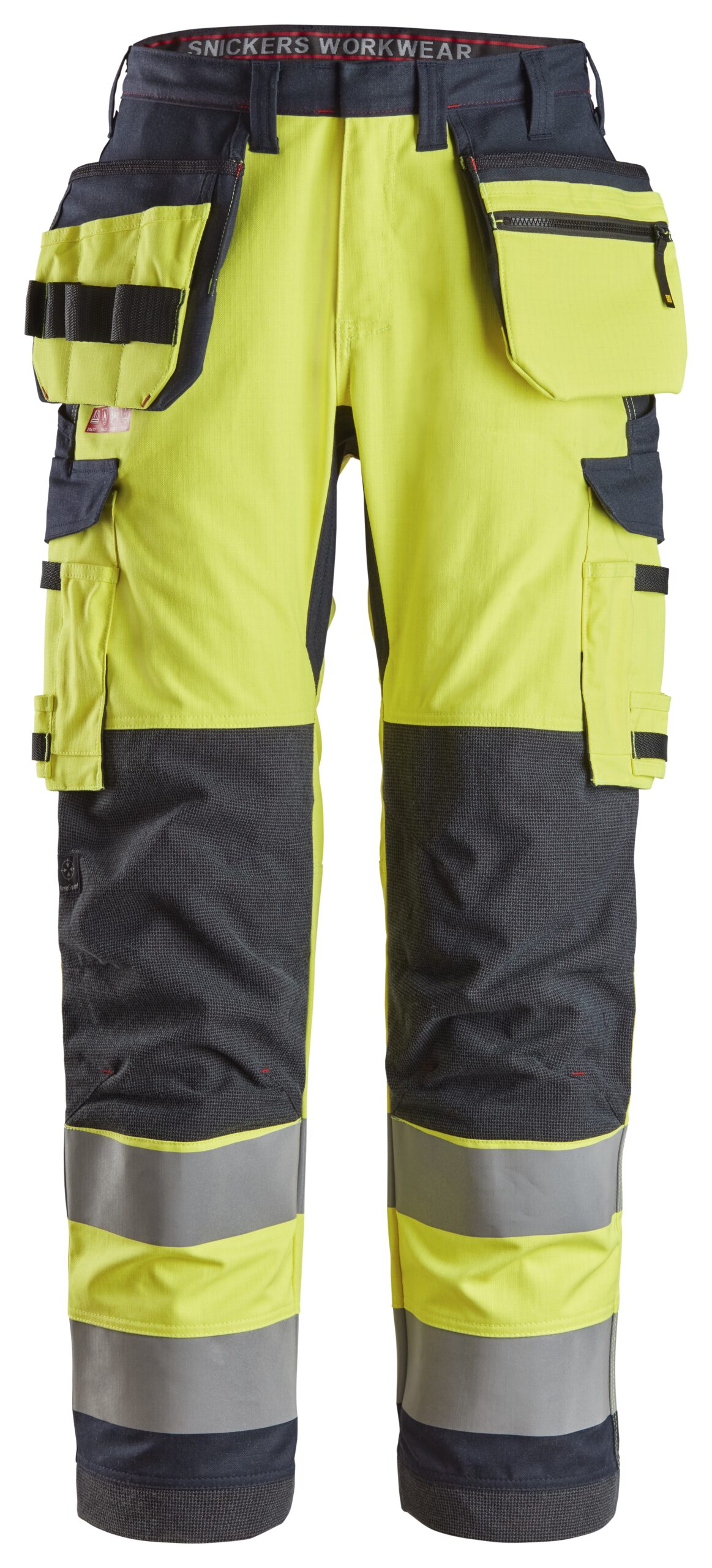 ProtecWork, arbejdsbukser med hylsterlommer og ens lårlommer, High-Vis klasse 2