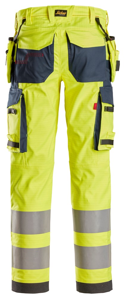 ProtecWork, High-Vis arbejdsbukser i stretch med hylsterlommer, klasse 2