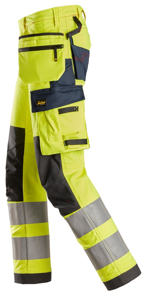 ProtecWork, High-Vis arbejdsbukser i stretch med hylsterlommer, klasse 2