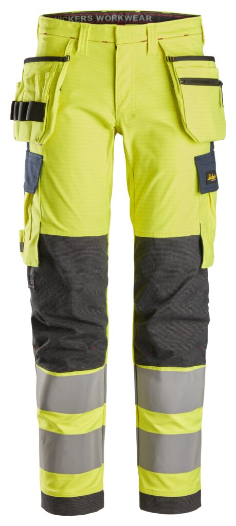 ProtecWork, High-Vis arbejdsbukser i stretch med hylsterlommer, klasse 2
