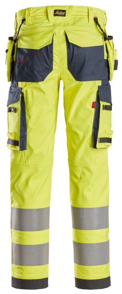 ProtecWork, High-Vis arbejdsbukser i stretch med hylsterlommer, klasse 2