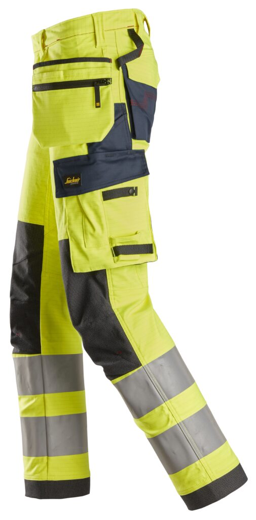 ProtecWork, High-Vis arbejdsbukser i stretch med hylsterlommer, klasse 2