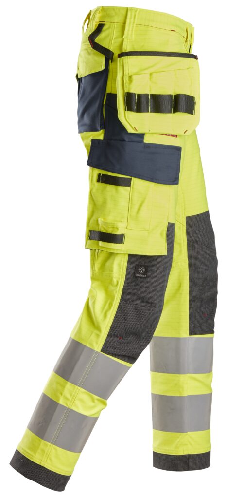 ProtecWork, High-Vis arbejdsbukser i stretch med hylsterlommer, klasse 2