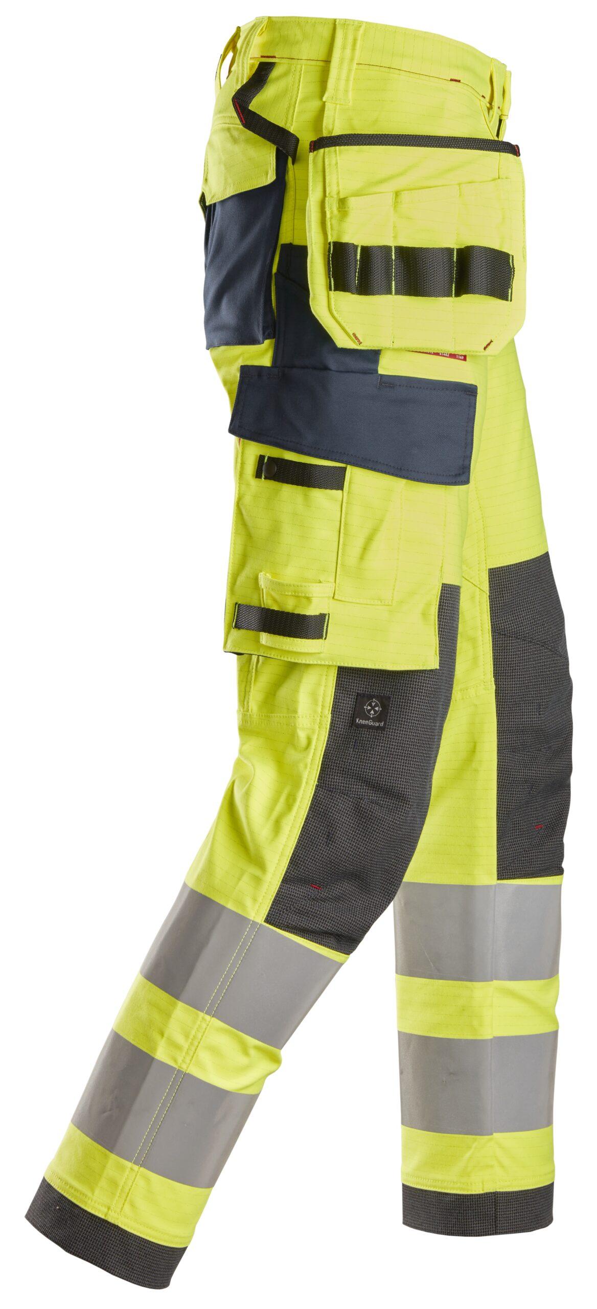 ProtecWork, High-Vis arbejdsbukser i stretch med hylsterlommer, klasse 2