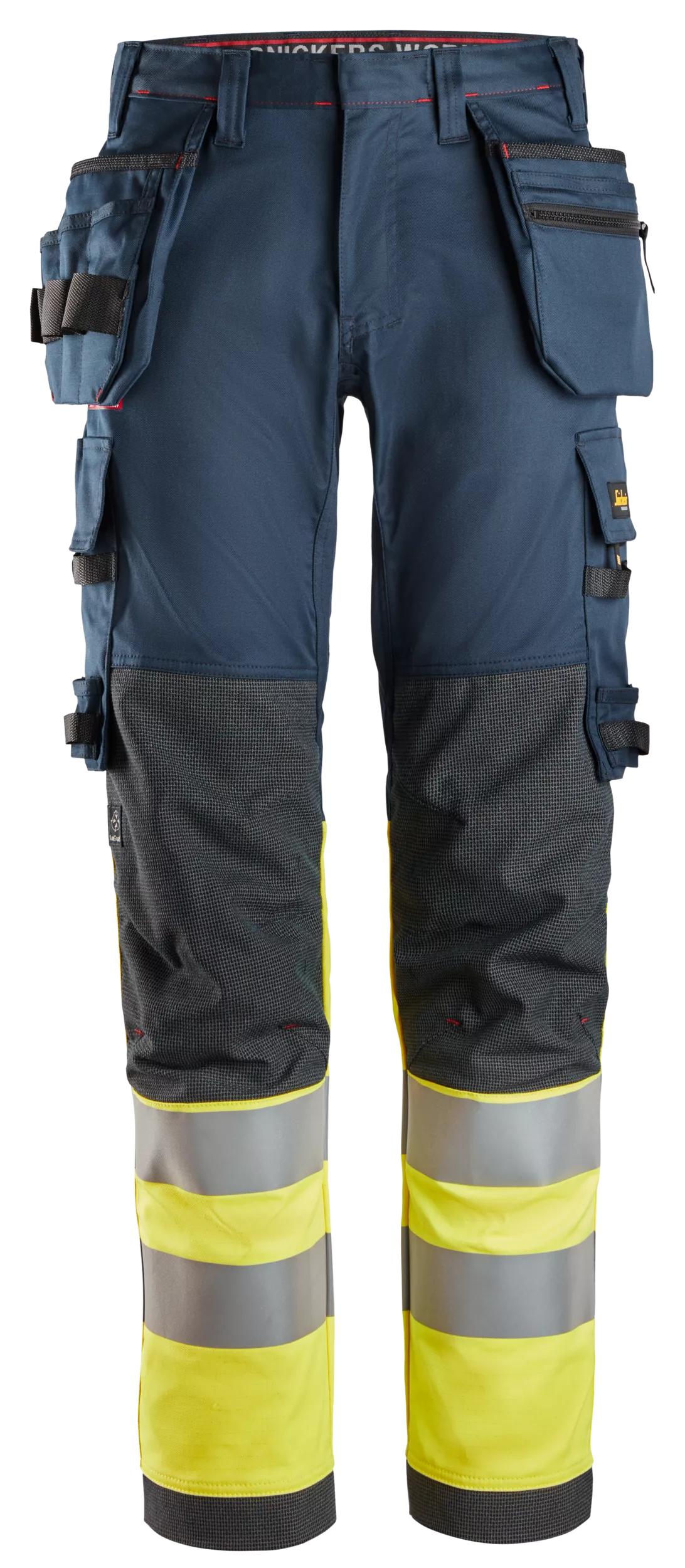 ProtecWork, arbejdsbukser med stretch og hylsterlommer, High-Vis klasse 1