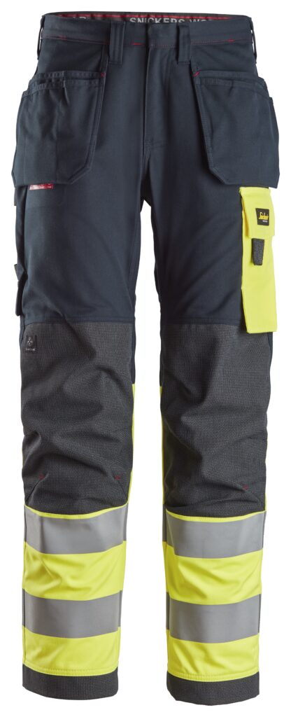 ProtecWork, arbejdsbukser med hylsterlommer, High-Vis klasse 1