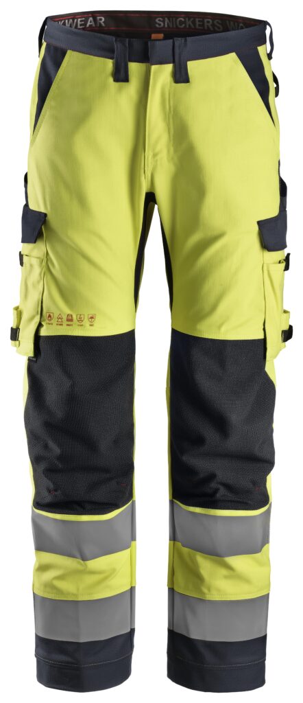 ProtecWork, High-Vis arbejdsbukser med ens lårlommer, klasse 2