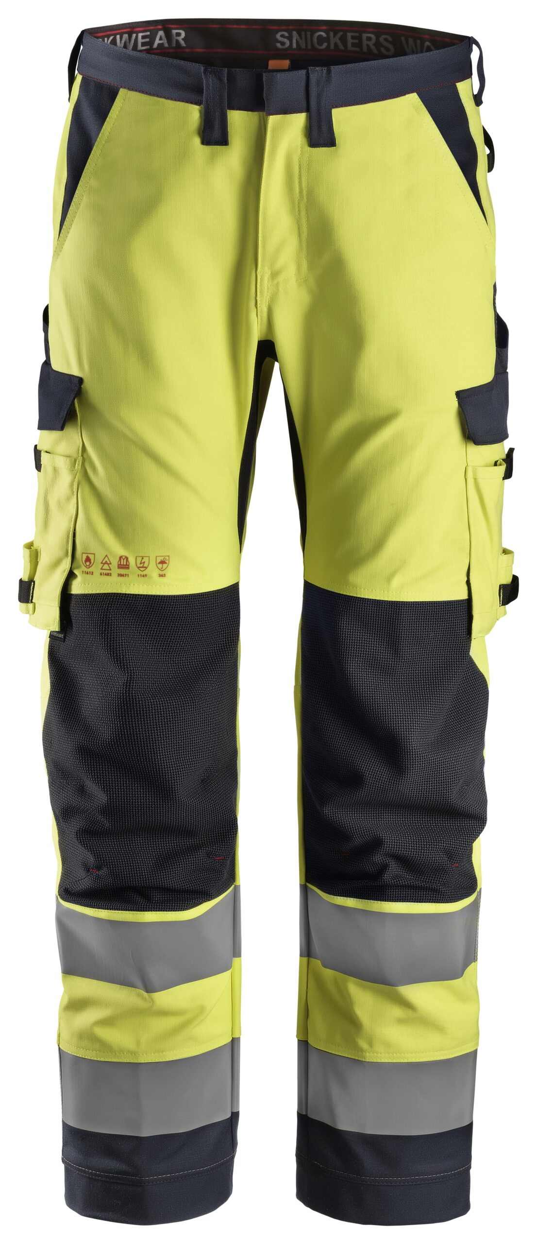 ProtecWork, High-Vis arbejdsbukser med ens lårlommer, klasse 2