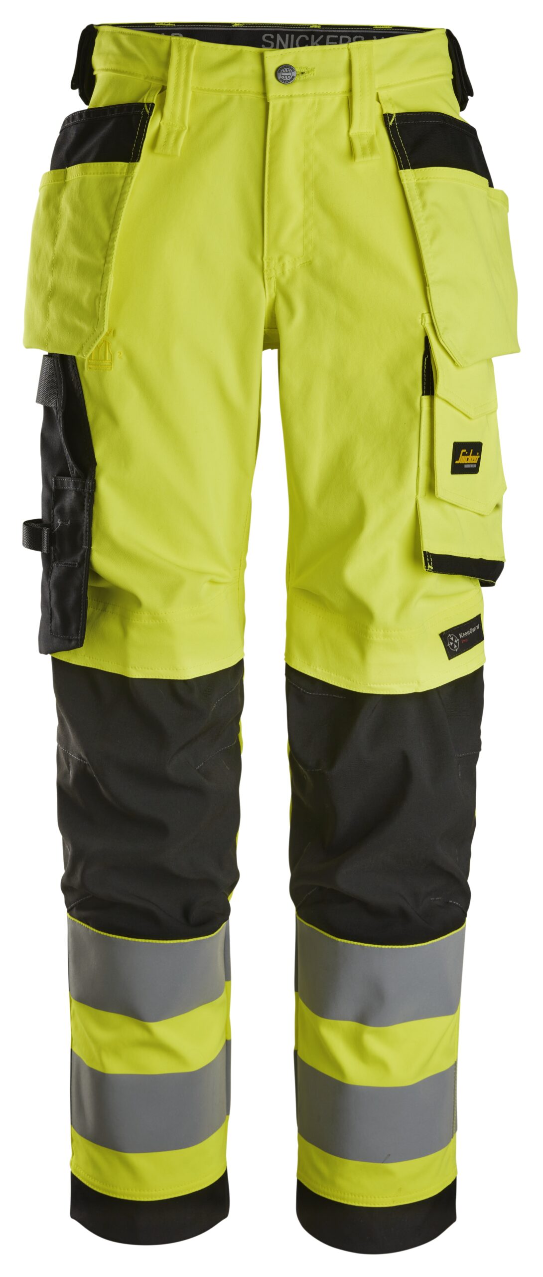 High-Vis, Damearbejdsbukser i stretch med hylsterlommer, klasse 2