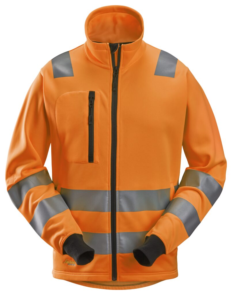 High-Vis, Sweatjakke med gennemgående lynlås, klasse 2/3