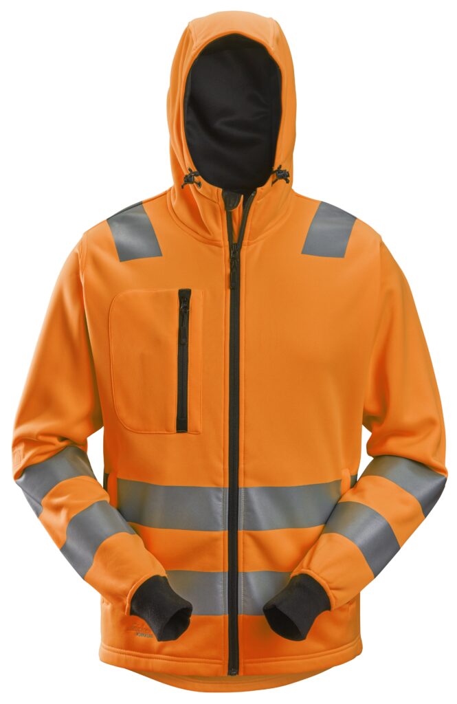 High-Vis, Hættetrøje med lang lynlås, klasse 2/3