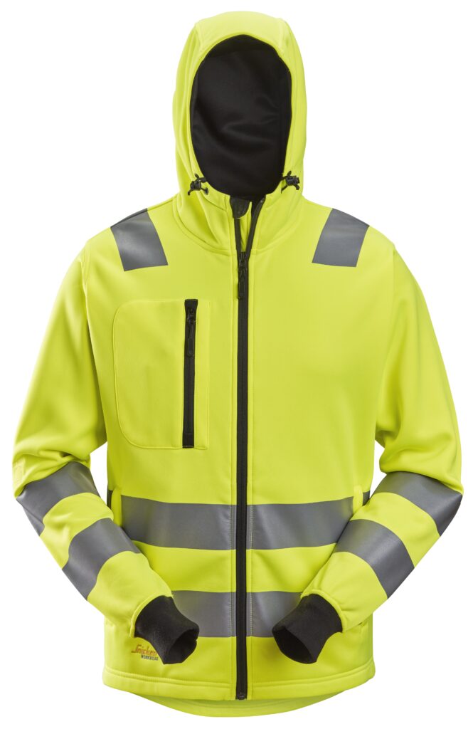 High-Vis, Hættetrøje med lang lynlås, klasse 2/3