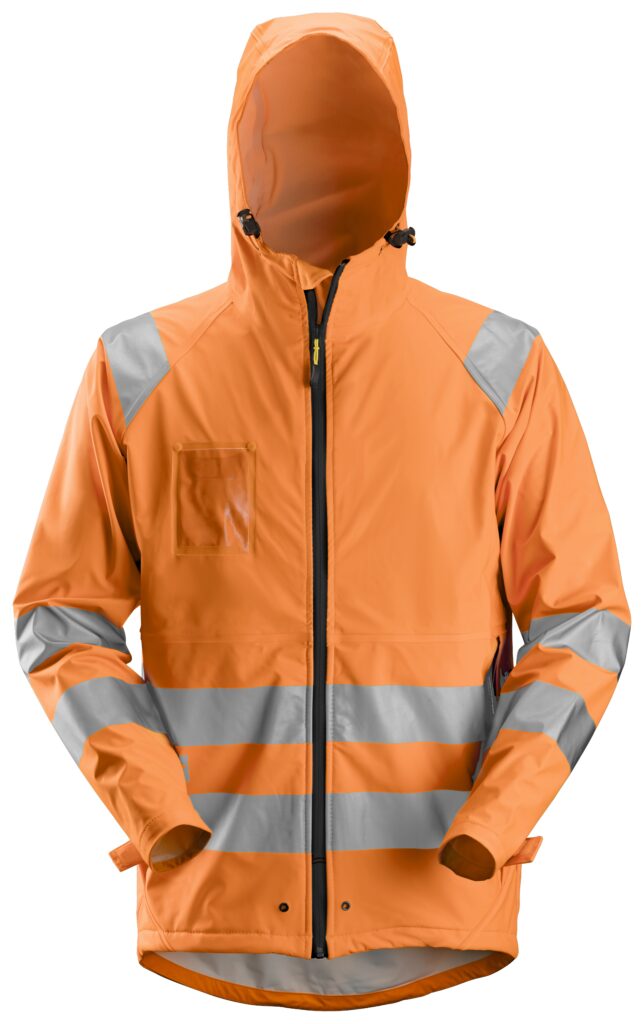 High-Vis, PU-belagt regnjakke, klasse 3