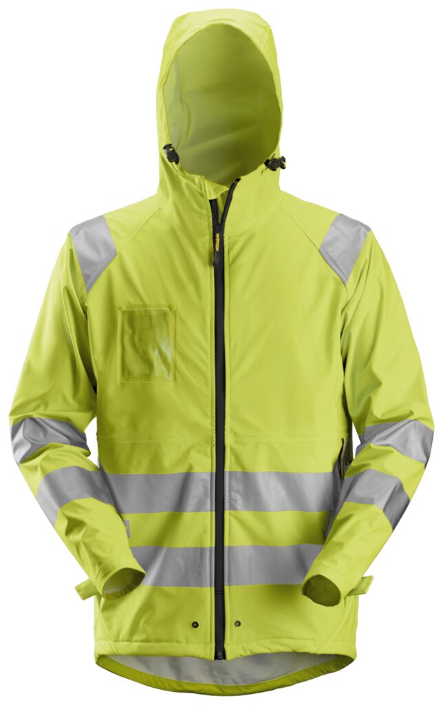 High-Vis, PU-belagt regnjakke, klasse 3