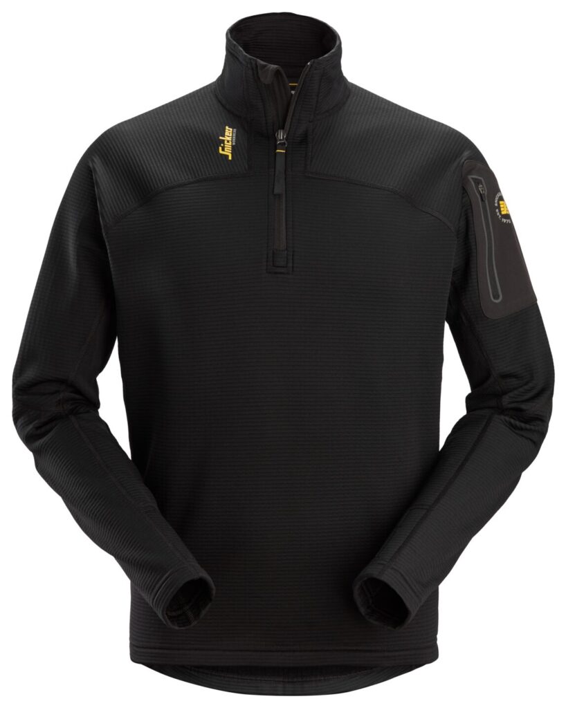 Pullover i Body Mapping Microfleece med kort lynlås